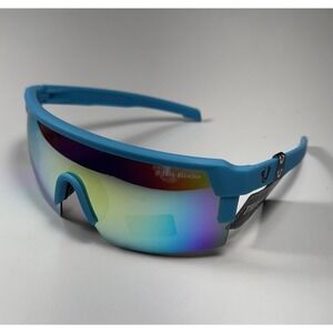 TRUE RELIGION Matte Blue Neon Shield Athletic Sunglasses Men's *NEW* $84